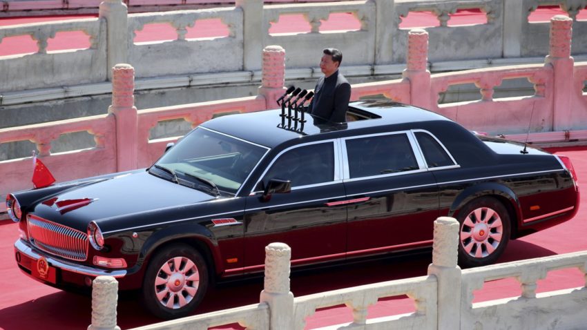 chinese president xi jinping kicked off the military parade with a speech from his car during which he announced that troop levels would be cut by 300000