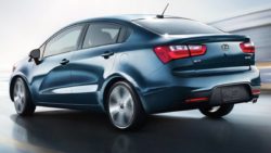 2016 Kia Rio rear view taillights and tailpipe