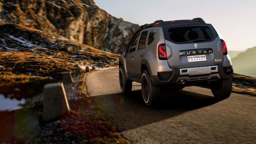 Renault Duster Extreme Concept rear three quarters in motion