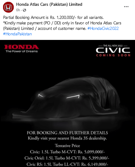 Civic Honda booking
