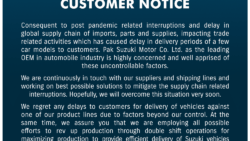 pak suzuki customer notice
