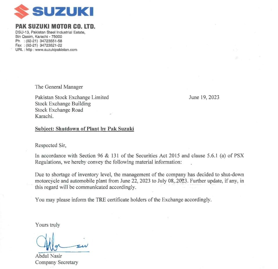 Suzuki Notice