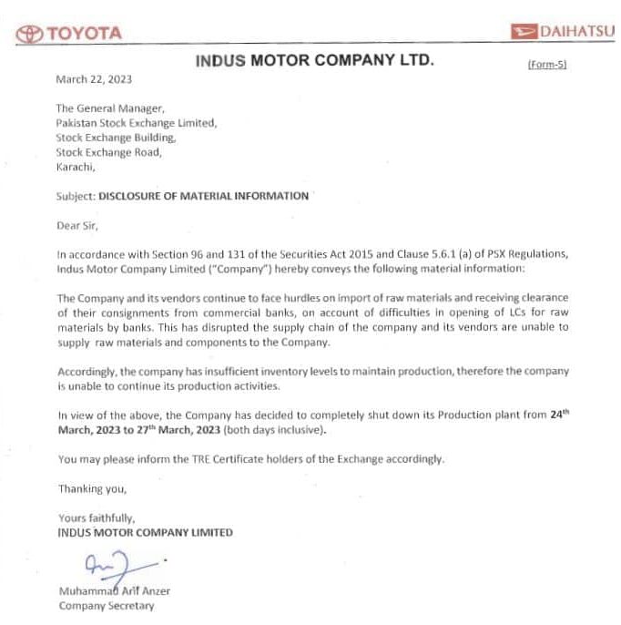 Toyota Notice