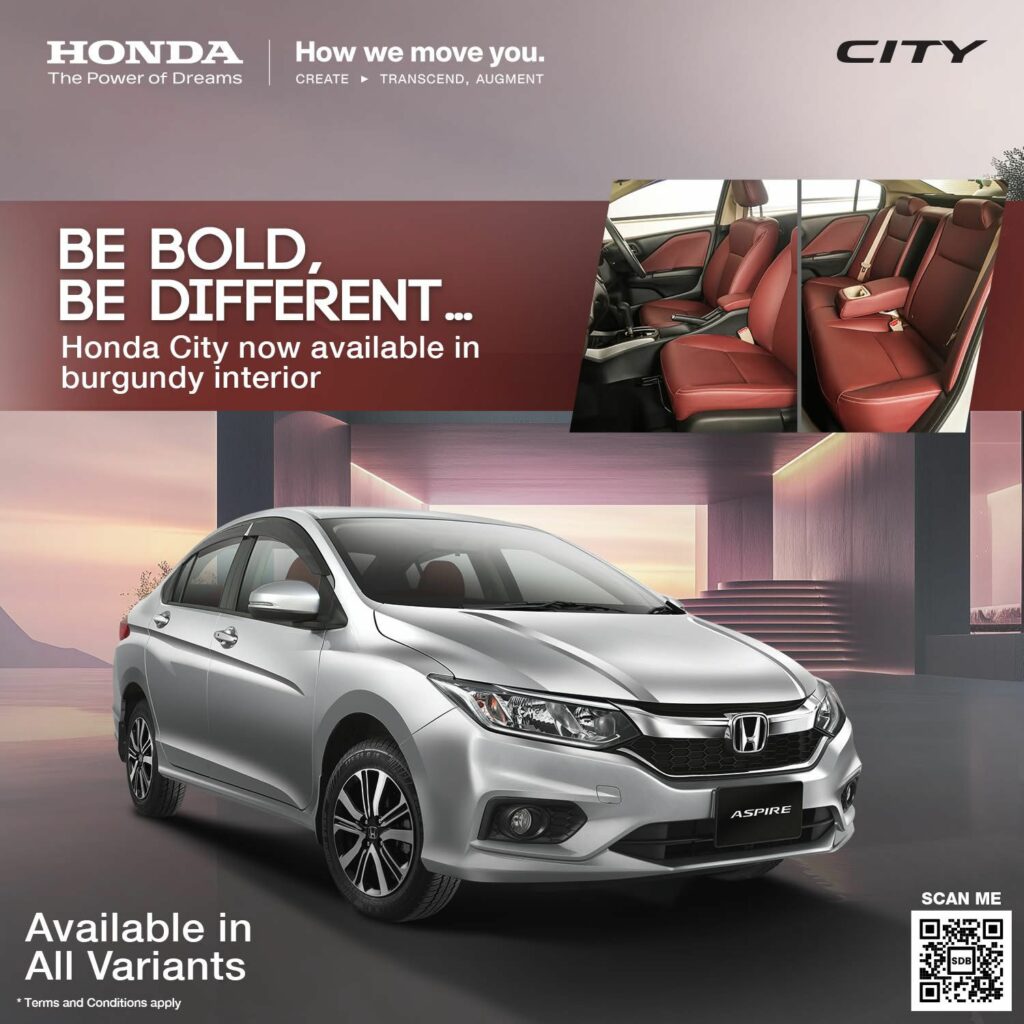 Honda City Now with Burgundy Interior in Pakistan 1