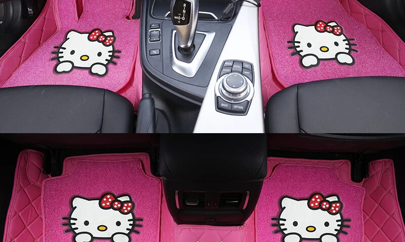 girls women s fashion cute cartoon hello kitty 5d customized car floor mats